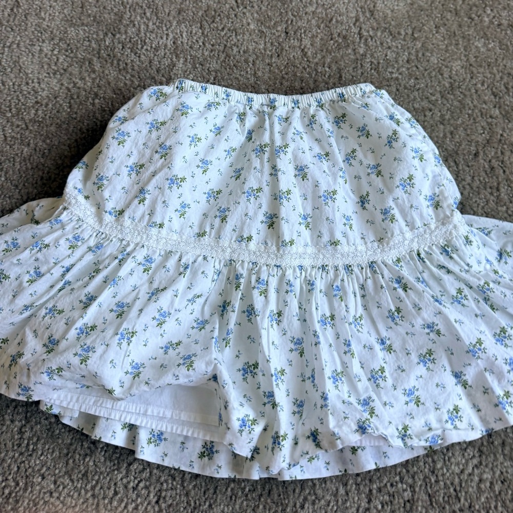 Polo by Ralph Lauren Blue Floral A-Line Skirt cotton girls sz 12 - Picture 3 of 3